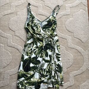 Green floral wrap dress